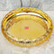 Gold Coated German Silver Round Tray, Serving Tray, Fancy Puja Tray