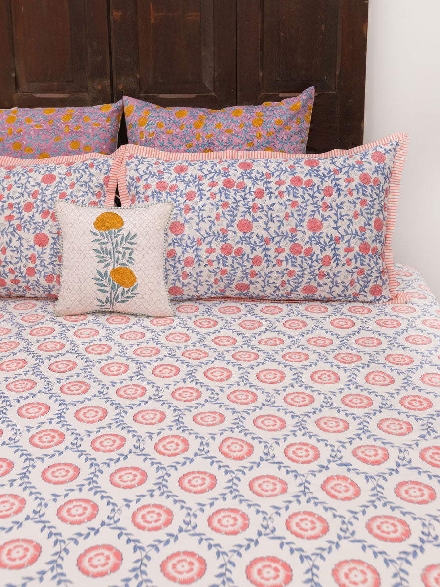 Primrose Hand Block Printed Cotton Bed Sheet