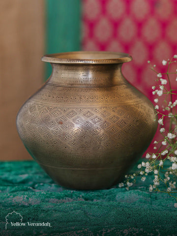 Vintage Brass Carving Pot