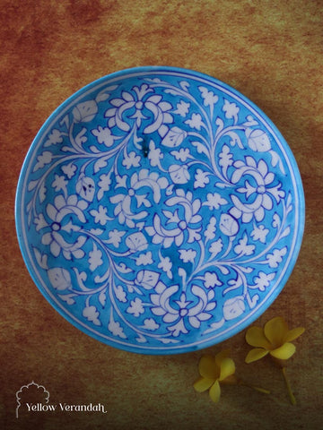 Ceramic Blue Pottery Wall Plate - 10"