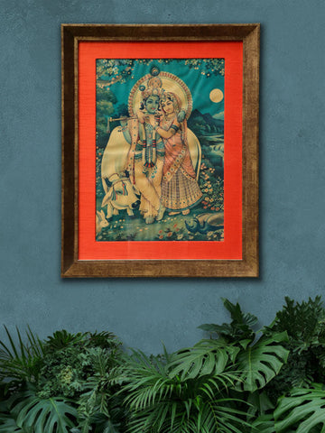 Oleograph Print Frame - Radha Krishna