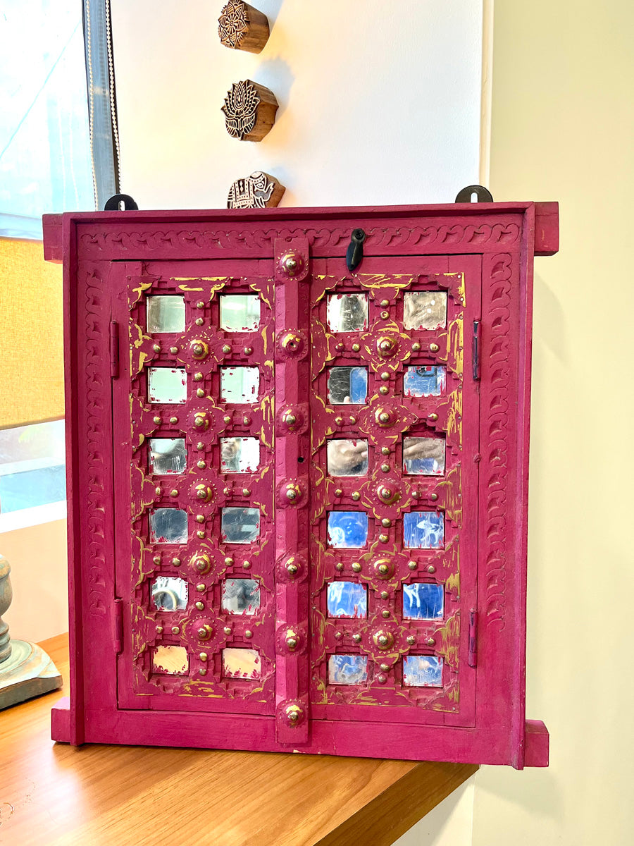 Jaipuri Pink Carved Shekhawati Jharokha Wall Decor