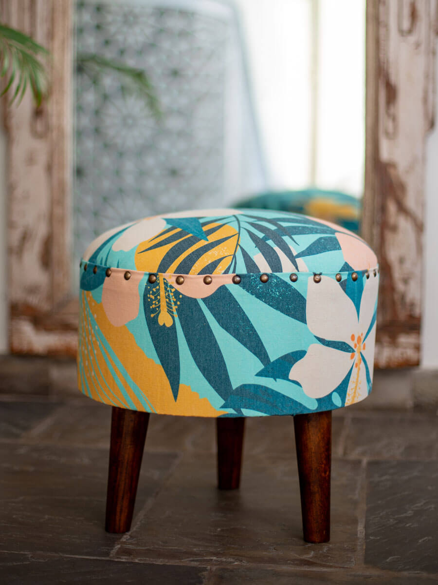 Tropical Paradise Solid Wood Ottoman