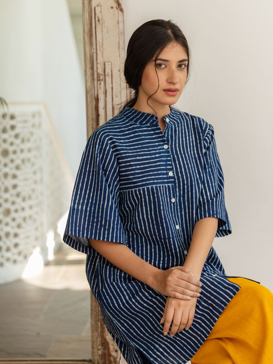 Keya Indigo Dabu Cotton Tunic