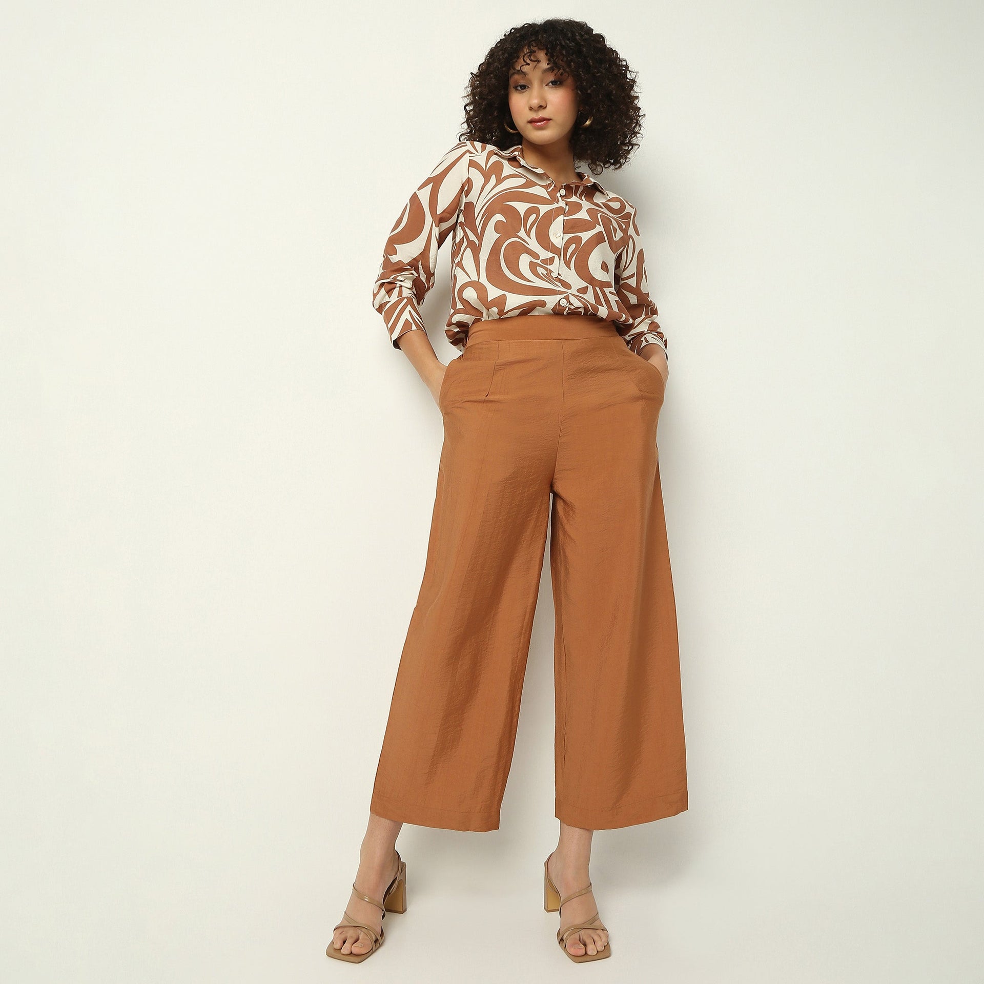 Ankle Length Straight Fit Solid Pants