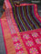 Pochampally silk saree black and pink with allover ikat weaves and long zari woven border