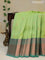 Pure kanjivaram silk saree dual shade of pista green and teal green with allover self emboss & zari buttas and long copper zari woven border