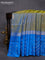 Pure uppada silk saree dual shade of bluish light green and cs blue with silver zari woven buttas and long silver zari woven butta border