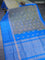 Pure uppada silk saree dual shade of bluish light green and cs blue with silver zari woven buttas and long silver zari woven butta border