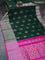 Pure uppada silk saree green and magenta pink with silver zari woven buttas and silver zari woven border