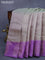 Pure kanjivaram silk saree pastel green and violet with allover silver zari woven butta weaves and zari woven butta border