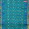 Bengal cotton saree teal green with thread woven buttas and ikat style border without blouse