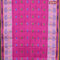 Bengal cotton saree pink and yellow with thread woven ikat butta weaves and thread woven border without blouse