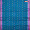 Bengal cotton saree teal blue and pink with thread woven buttas and thread woven border without blouse