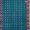 Bengal cotton saree teal green and blue with thread woven buttas and thread woven border without blouse