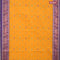 Bengal cotton saree mustard yellow and blue with thread woven buttas and copper zari woven border without blouse