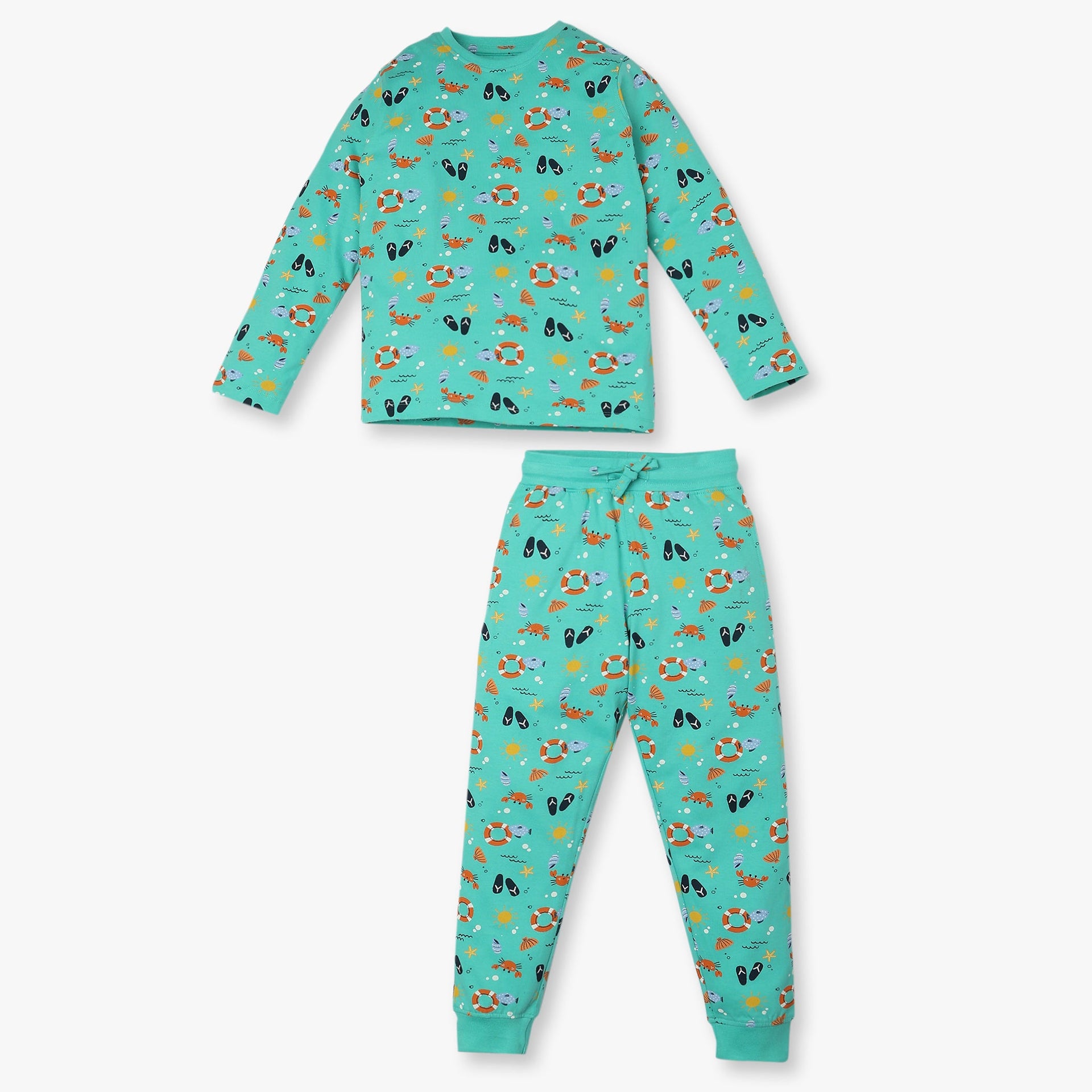Boys Knitted Printed T-Shirt With Pyjama Sleepwear Set