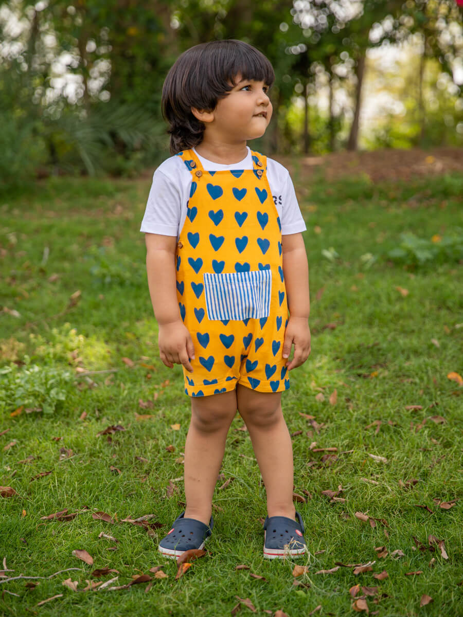 Candy Love Organic Cotton Block Printed Dungarees