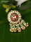 Antique ring with pink pachi kundan stones and beads & pearl hanging