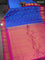 Pure gadwal silk saree blue and pink with zari woven buttas and temple design zari woven border