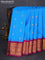 Pure gadwal silk saree cs blue and purple with zari woven buttas and temple design zari woven border