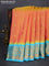 Pure gadwal silk saree dual shade of mustard and teal blue with zari woven buttas and temple design zari woven border