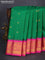 Pure gadwal silk saree green and pink with zari woven buttas and temple design zari woven border