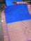Pure gadwal silk saree blue and lavender with zari woven buttas and temple design zari woven border
