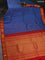 Pure kanchipuram silk saree cs blue and red with allover small zari checks and zari woven korvai border