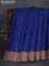 Pure kanchipuram silk saree blue and pastel pink with zari woven buttas and zari woven korvai border