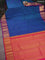 Pure kanchipuram silk saree dual shade of blue and pink with zari woven buttas and zari woven border