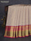 Pure kanchipuram silk saree beige and pink with zari woven buttas and zari woven korvai border