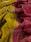 Banarasi crepe partly saree lime yellow and pink with woven buttas and woven border