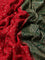 Banarasi crepe partly saree red and green with woven buttas and woven border