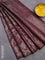 Banarasi matka tissue saree wine shade with allover zari woven brocade weaves in borderless style