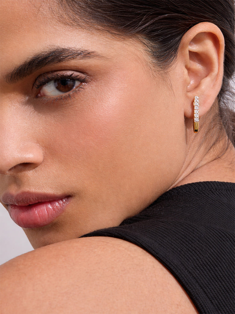 Pave Lab Diamond Classic Hoop Earrings