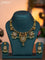 Antique necklace lakshmi design with kemp & cz stones and pearl & green beads hanging