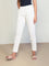 Women Solid Cream Cotton Pencil Pant