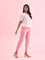 Women Solid Light Pink Cotton Pencil Pant