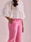 Women Solid Young Pink Mid Rise Cotton Pants