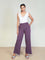 Women Solid Purple Ponte Wide Leg Pants