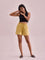 Women Solid Bright Yellow High Rise Linen Shorts