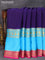 Pure mysore silk saree blue and light blue pink with plain body and long rettapet zari woven border