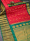 Pure gadwal silk saree red and green with zari woven buttas and long zari woven border