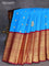 Pure gadwal silk saree cs blue and dark magenta pink with zari woven buttas and long zari woven border