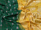 Pure uppada silk saree dark green and mustard yellow with allover thread & silver zari woven floral buttas and silver zari woven simple border