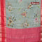 Banarasi kota saree pastel green and red with floral digital prints and rettapet zari woven border