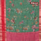 Banarasi kota saree green and red with floral digital prints and rettapet zari woven border