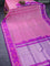 Pure uppada silk saree light pink and dual shade of purple with allover silver zari woven floral buttas and silver zari woven ikat style border