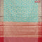 Banarasi kota saree teal blue and pink with allover zari weaves and floral zari woven border